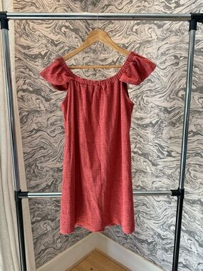 Madewell One-Shoulder Textured Coral Dress